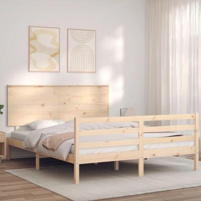 Bedframe met hoofdbord massief hout