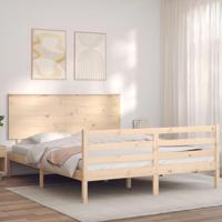 Bedframe met hoofdbord massief hout - thumbnail