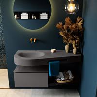 MONDIAZ RIVA 120cm badmeubel onderkast / planchet kleur Dark_Grey met 1 lade. Wastafel DULCET links 0 kraangaten kleur Dark_Grey. - thumbnail