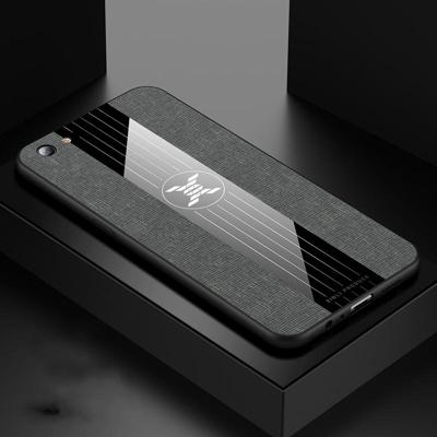 Voor OPPO R9S XINLI stiksels doek Textue schokbestendig TPU beschermhoes (grijs)