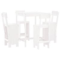 5-delige Barset massief grenenhout wit - thumbnail