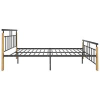 Bedframe metaal en massief eikenhout 140x200 cm - thumbnail