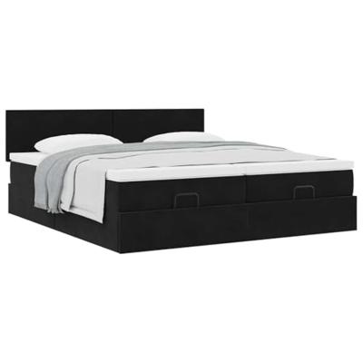 Ottoman bed met matrassen 200x200cm fluweel zwart