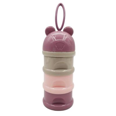 3 stuks 3 laag kikker stijl draagbare baby voedsel opbergdoos essentiële graan cartoon melkpoeder dozen dribbelen Kids Formula Melk container (paars)