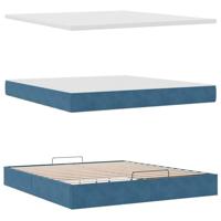 Ottoman bed met matras 160x200cm fluweel donkerblauw - thumbnail