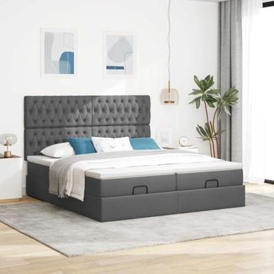 Ottoman bed met matrassen 180x200cm stof donkergrijs