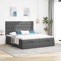 Ottoman bed met matrassen 180x200cm stof donkergrijs - thumbnail