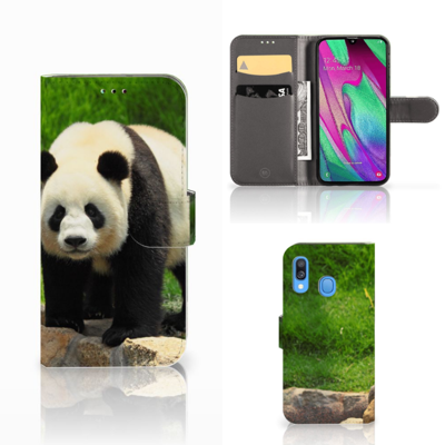 Samsung Galaxy A40 Telefoonhoesje met Pasjes Panda Samsung Galaxy A40 Telefoonhoesje met Pasjes Panda