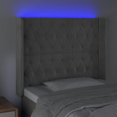 Hoofdbord LED 147x16x78/88 cm fluweel lichtgrijs