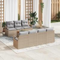 Tuinbankenset met kussen 8 pcs Beige poly rattan - thumbnail