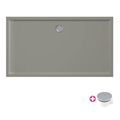 Douchebak Xenz Mariana | 160x90x4 cm | Incl.Afvoersifon-Chroom | Acryl | Rechthoekig | Cement mat