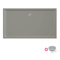 Douchebak Xenz Mariana | 160x90x4 cm | Incl.Afvoersifon-Chroom | Acryl | Rechthoekig | Cement mat - thumbnail