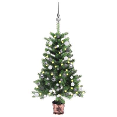 VidaXL Kunstkerstboom met verlichting en kerstballen 90 cm groen
