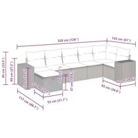 7-delige Loungeset met kussens poly rattan beige - thumbnail