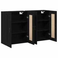 Wandkast 2 pcs Zwart eiken 160 x 34 x 90 cm Bewerkt hout - thumbnail