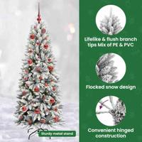VidaXL Kunstkerstboom wit 150 cm pvc en plastic en staal en pe - thumbnail