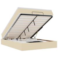 Ottoman bed met matras 140x200cm stof crèmekleurig - thumbnail