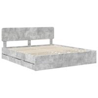 Bedframe met lade Beton Grijs 200 x 200 cm Geconstrueerd hout - thumbnail