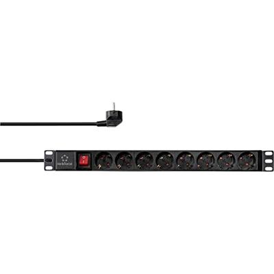 Renkforce RF-4604248 19 inch 1 HE Geaarde contactdoos Met schakelaar Zwart Renkforce RF-4604248 19 inch 1 HE Geaarde contactdoos Met schakelaar Zwart
