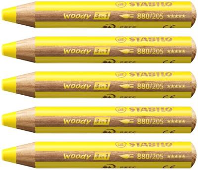 Kleurpotlood stabilo 880 woody 3 in 1 geel | 5 stuks Kleurpotlood stabilo 880 woody 3 in 1 geel | 5 stuks