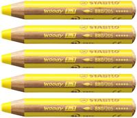 Kleurpotlood stabilo 880 woody 3 in 1 geel | 5 stuks - thumbnail