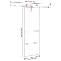 Schuifdeur met beslagset 76x205 cm gehard glas zwart - thumbnail