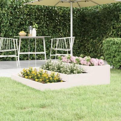 VidaXL Plantenbak 107x107x27 cm massief grenenhout wit