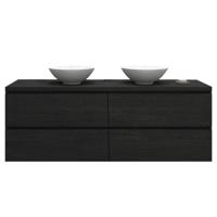 Badkamermeubelset Gliss Zeus 180 cm Zwart Eiken Met Waskom - thumbnail