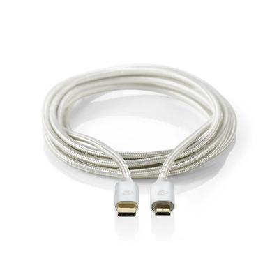 USB 2.0-Kabel voor Synchroniseren en Opladen | Verguld 3,0 m | USB C Male naar USB B Male-Kabel | Voor Aansluiten van Smartphones en Mobiele Apparaten