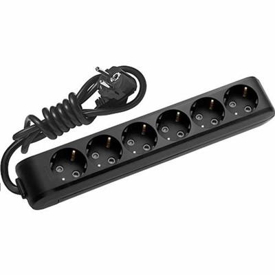 Panasonic stopcontact 6 voudig zwart met 1.5 meter snoer ophang mogelijkheid en haak ophanging