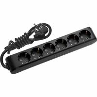 Panasonic stopcontact 6 voudig zwart met 1.5 meter snoer ophang mogelijkheid en haak ophanging - thumbnail