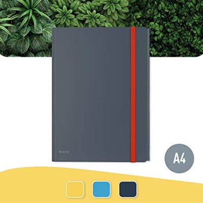 Leitz Cosy elastomap met 3 kleppen, met opbergvak met drukknoppsluiting, uit PP, ft A4, grijs