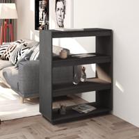Boekenkast/kamerscherm 80x35x103 cm massief grenenhout grijs - thumbnail