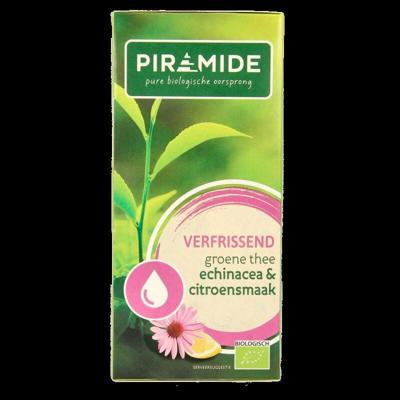 Piramide Verfrissend groene thee citroen & echinacea bio 20 Zakjes Piramide Verfrissend groene thee citroen & echinacea bio 20 Zakjes