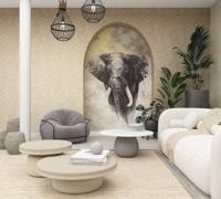 Marburg Travertino Behang met houten latjes - 33397 - thumbnail