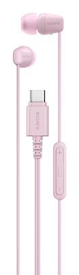 Sony IER‑EX15C - Bedrade USB-C oordopjes met microfoon – Lichtgewicht in-ear hoofdtelefoon – Knoopvrije kabel, helder geluid – Perfect voor op reis en dagelijks gebruik – Roze