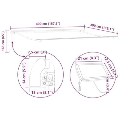 Luifel handmatig uittrekbaar en LED 400x300 cm antraciet en wit