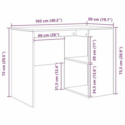Hoekbureau 2 pcs Gerookt eiken 102 x 50 x 75 cm Bewerkt hout