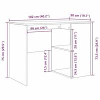 Hoekbureau 2 pcs Gerookt eiken 102 x 50 x 75 cm Bewerkt hout - thumbnail