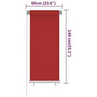 VidaXL Rolgordijn voor buiten 60x140 cm hdpe rood - thumbnail