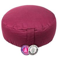 Yogi & Yogini Meditatiekussen Rond Katoen Aubergine - 33 x 17 cm - thumbnail