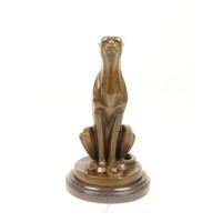 BRONZEN BEELD VAN EEN ZITTENDE CHEETAH - thumbnail