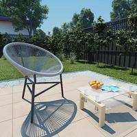VidaXL Tuinmaanstoel poly rattan grijs - thumbnail