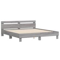 Bedframe met hoofdeinde bewerkt hout grijs sonoma 180x200 cm - thumbnail