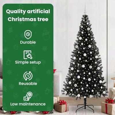 VidaXL Kerstboom met 300 led met standaard zwart 210 cm pvc VidaXL Kerstboom met 300 led met standaard zwart 210 cm pvc