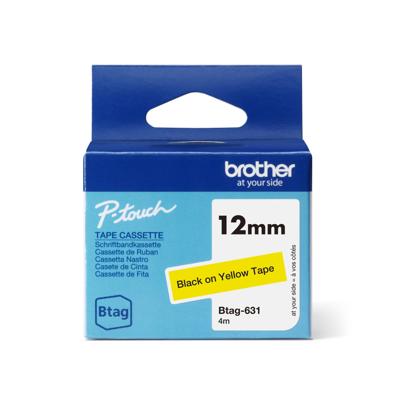 Labeltape brother ptouch btag631 12mm geel | 6 stuks