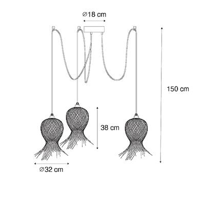 QAZQA Oosterse buiten hanglamp bamboe 3-lichts IP44 - Carlos QAZQA Oosterse buiten hanglamp bamboe 3-lichts IP44 - Carlos