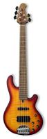 Lakland Skyline 55-02 Deluxe Cherry Sunburst Satin Quilted Maple Top 5-snarige elektrische basgitaar - thumbnail