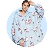 Draagbare deken met capuchon & mouwen - olifanten - thumbnail