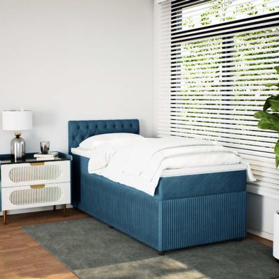 Boxspring met matras fluweel blauw 120x200 cm - thumbnail